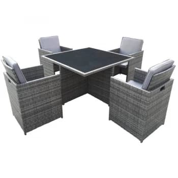 Charles Bentley 4-Seater Rattan Cube Garden Dining Set