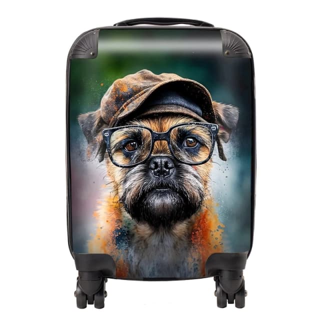 Warren Reed Designer Border Terrier Dog Splashart Suitcase - Large