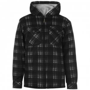 Dunlop Full Zip Checked Hoodie Mens - Black
