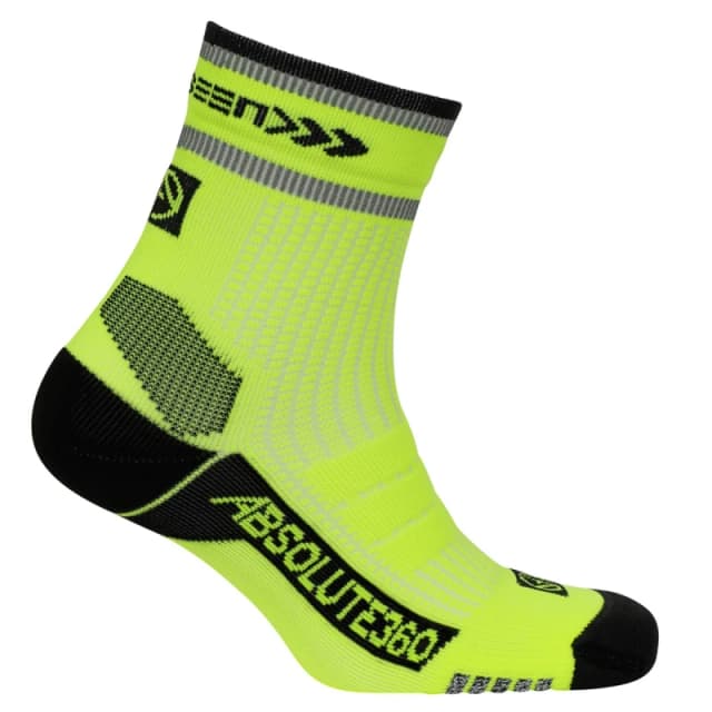 Absolute360 Absolute360 Be Seen Performance Running Socks Quarter - Neon Yellow / L