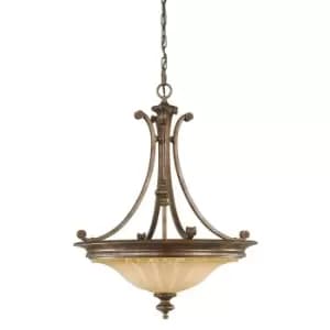 3 Bulb Chandelier Light Excavation Glass Uplighter British Bronze LED E27 60W