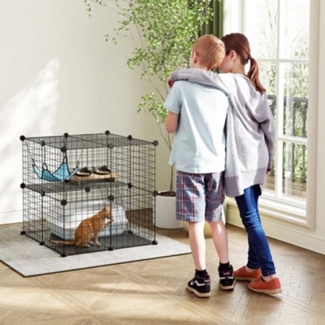 Pawhut Indoor Cat Cage With Diy Customizable Design 70 Cm Black