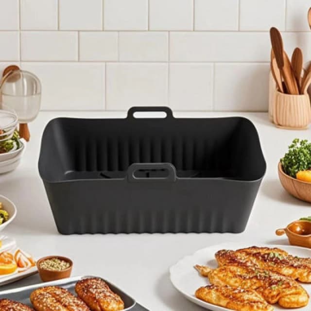 Home Source 2-Pack Reusable Silicone Air Fryer Liners 22 X 14Cm Non-Stick Eco-Friendly Fits Ninja Dual Zone Af300Uk Af400Uk