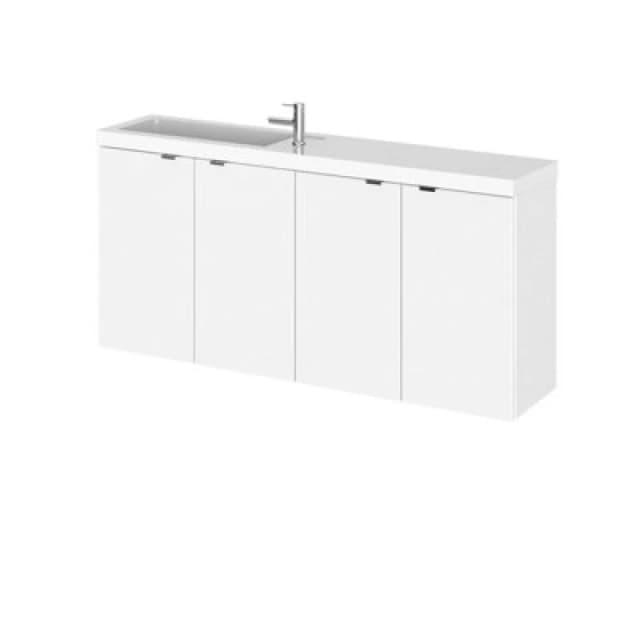 Hudson Reed Fusion Vanity Unit & Basin Compact, Bathroom Sink Vanity Unit, Gloss White, 1200mm