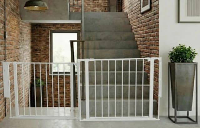 Safetots Two Door Multi Panel Solution For Up And Down Staircases, White, 187Cm Of Length, Includes 2 Door Opening Panels