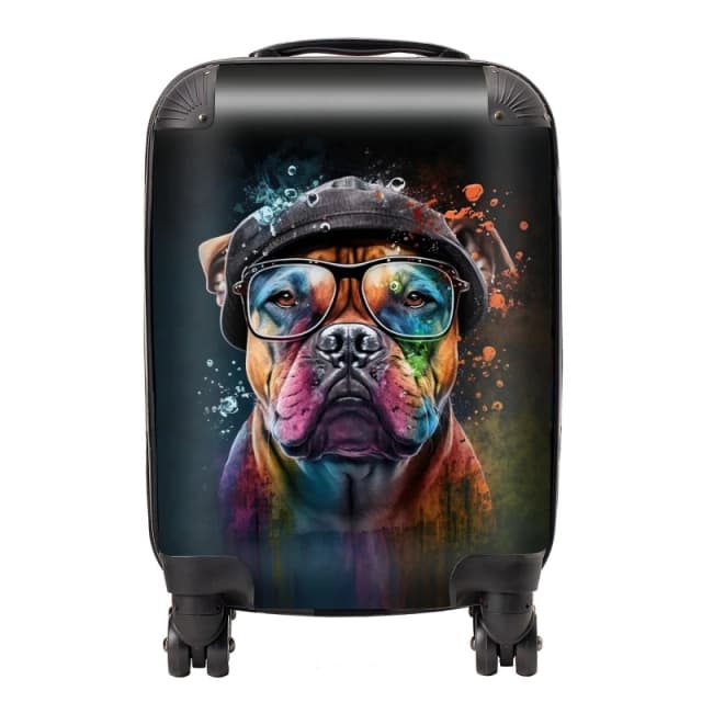 Warren Reed - Designer Staffordshire Bull Terrier Dog Splashart Suitcase Size: Large Multicolor Unisex Large