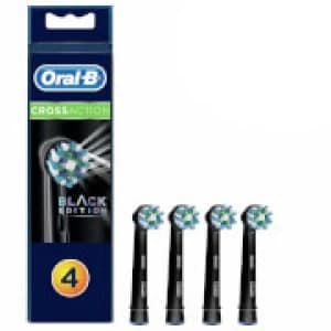 Oral B CrossAction Replacement Heads Black Edition Electric Toothbrush 4Pcs