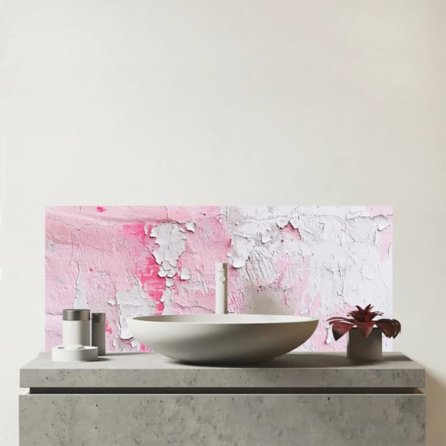 Warren Reed - Designer Light Pink Textured Effect Glass Bathroom Splashback Pink Unisex