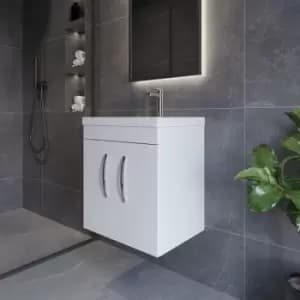 Nuie - Athena Wall Hung 2-Door Vanity Unit with Basin-1 500mm Wide - Gloss White