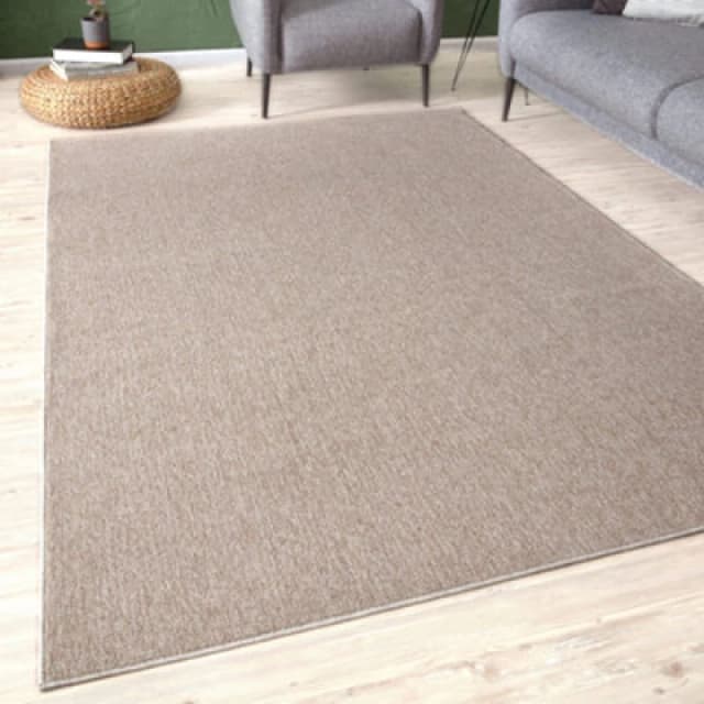 The Rugs Solid Design Low Pile Living Room Rugs In Beige Flex Collection 1000Be
