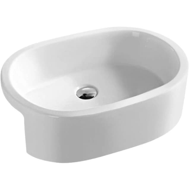 nuie Oval Semi Recess Basin W560xD400xH185mm, White NBV173