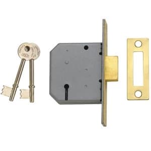 Union 2177 3 Lever Mortice Deadlock Satin Chrome 65mm 2.5" Box