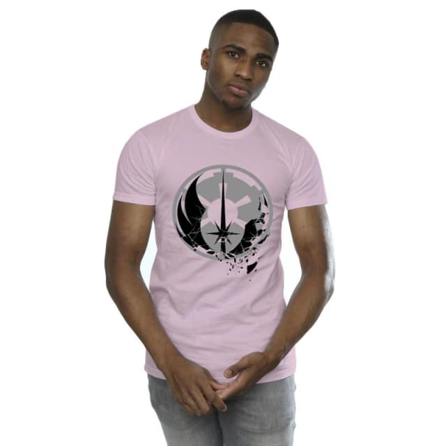 Star Wars Star Wars Men Obi-Wan Kenobi Fractured Logos T-Shirt in Baby Pink Size: Small Baby Pink S Male 5059934440609