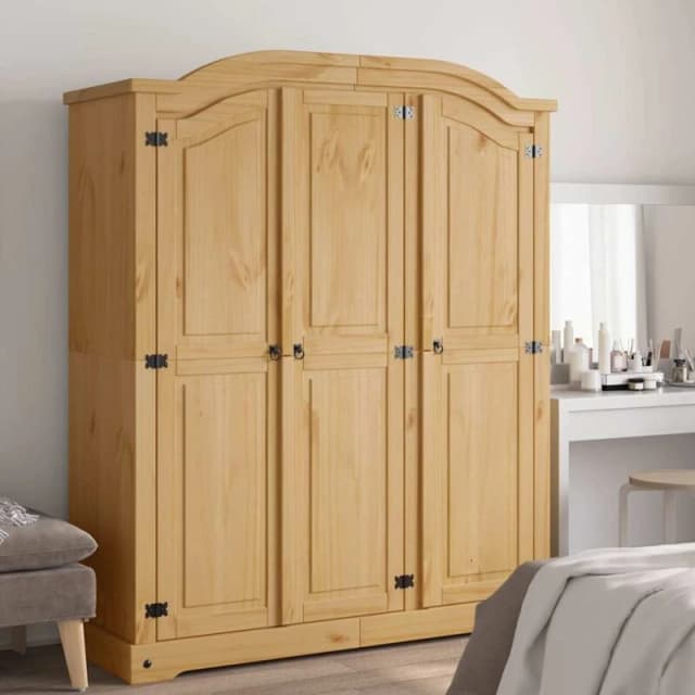 vidaXL Wardrobe Storage Cupboard Cabinet Stand Mexican Pine Corona Range 3 Doors