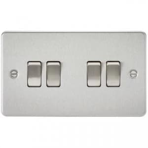 5 PACK - Flat plate 10AX 4G 2-way switch - brushed chrome