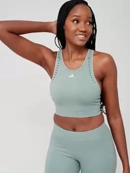 adidas Knit Sports Bra - Light Support, Green, Size XS, Women