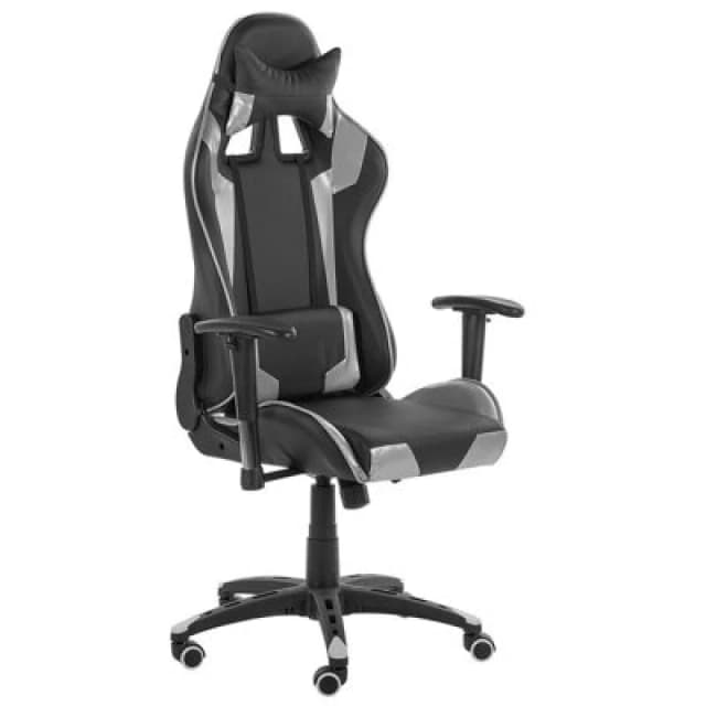 Beliani Gaming Chair Knight Faux Leather Silver
