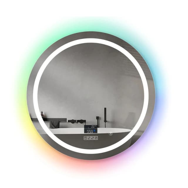 ENER-J LED Mirror CCT & RGB in borders with Bluetooth Speaker, Round shape- Diameter 70cms in White Size: 100cm x 100cm White Unisex 100cm x 100