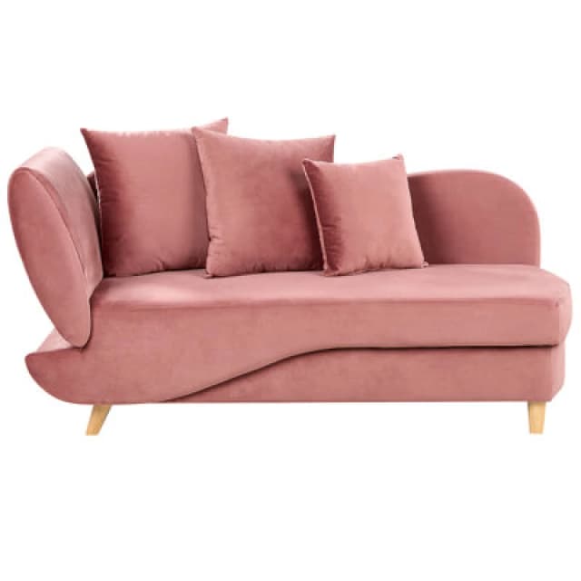 Beliani Left-Hand Chaise Lounge Meri Velvet Pink With Storage