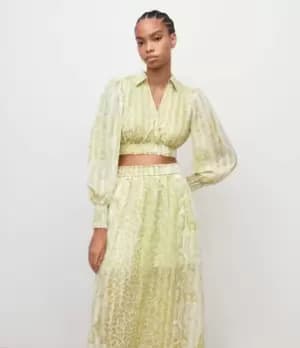 AllSaints Womens Clara Noche Crop Top, Lime Green, Size: 10