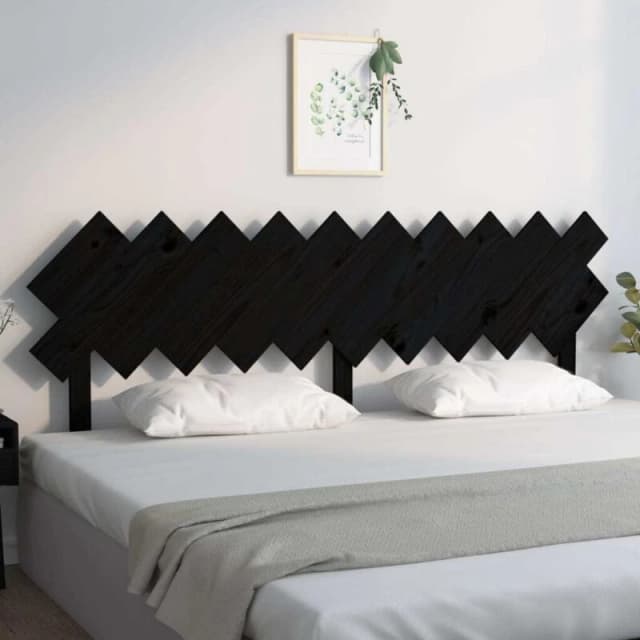Vidaxl Bed Headboard Black 196X3X80.5cm Solid Wood Pine, Black 819244