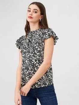 Oasis Smudge Print Shell Top - Mono, Mono, Size 10, Women