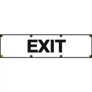 Exit Sign - Polished Chrome & Black Effect Laminate with Self-Adhesive Backing - 200 x 50mm