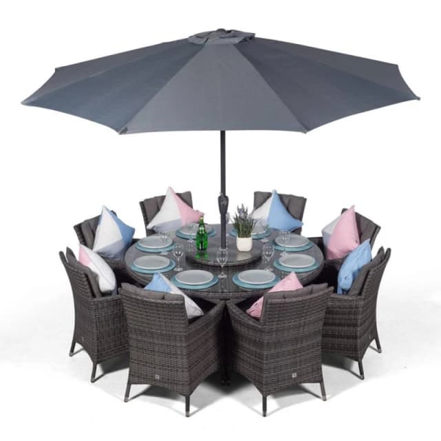 Thats Furniture Savannah Round 8 Seater Rattan Patio Dining Set in Grey Grey Unisex