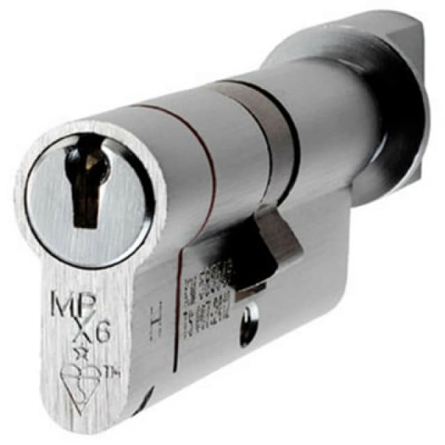 Loops 70mm EURO Cylinder & Thumbturn Lock Keyed to Differ 6 Pin Satin Chrome Multi unisex