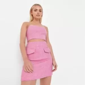 Missguided Detail Boucle Mini Skirt - Pink