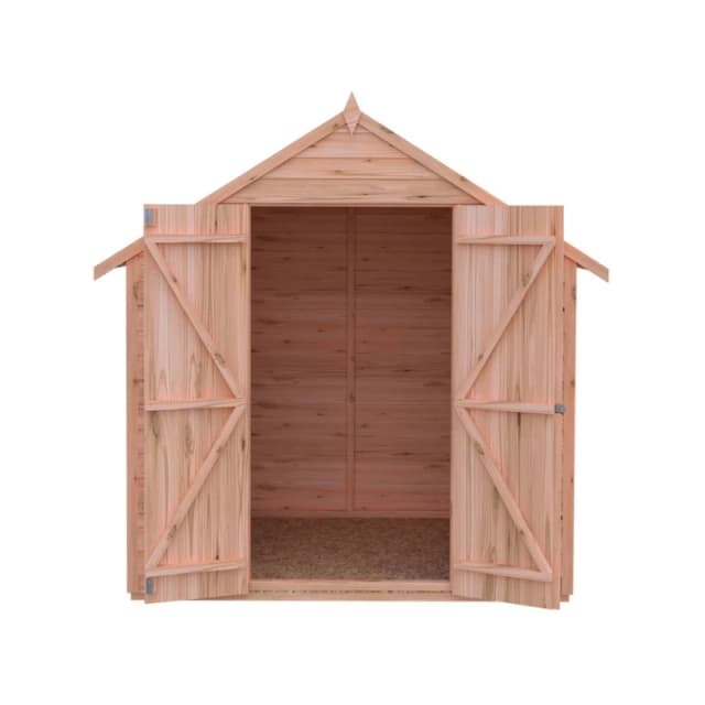 Shires 4 x 6 Feet Overlap Double Door Garden Shed - Dip Treated in Brown Brown Unisex