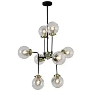 Italux Lighting - Italux Odelia - Industrial And Retro Hanging Pendant Fixed Antique Bronze, Black 8 Light with Clear Shade, E14