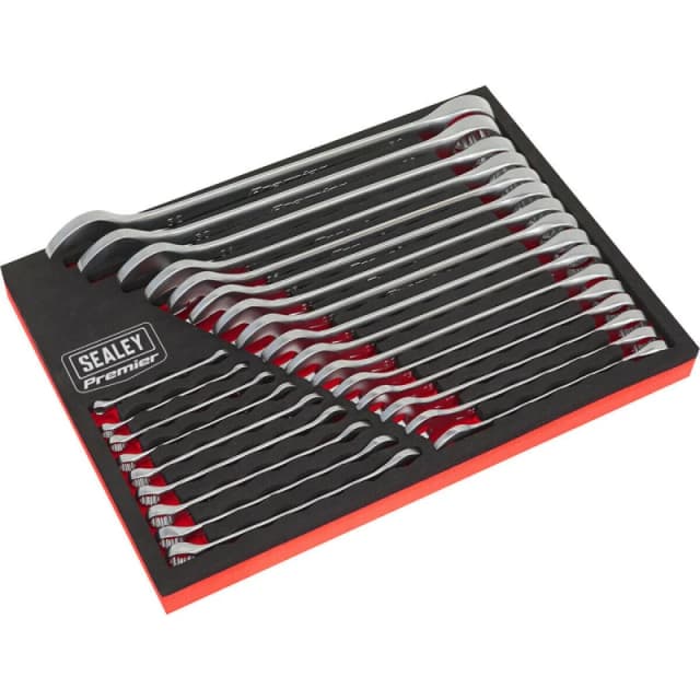 Loops 25pc Slim Handled Combination Spanner Set 12 Point Metric Ring Open Head Wrench Multi