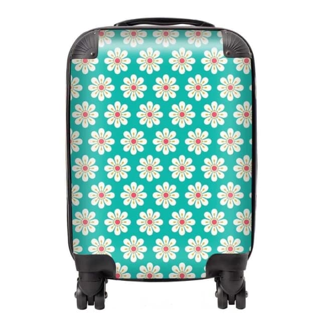 Warren Reed - Designer Daisy Pattern Suitcase in Green Size: Small Green Unisex Small