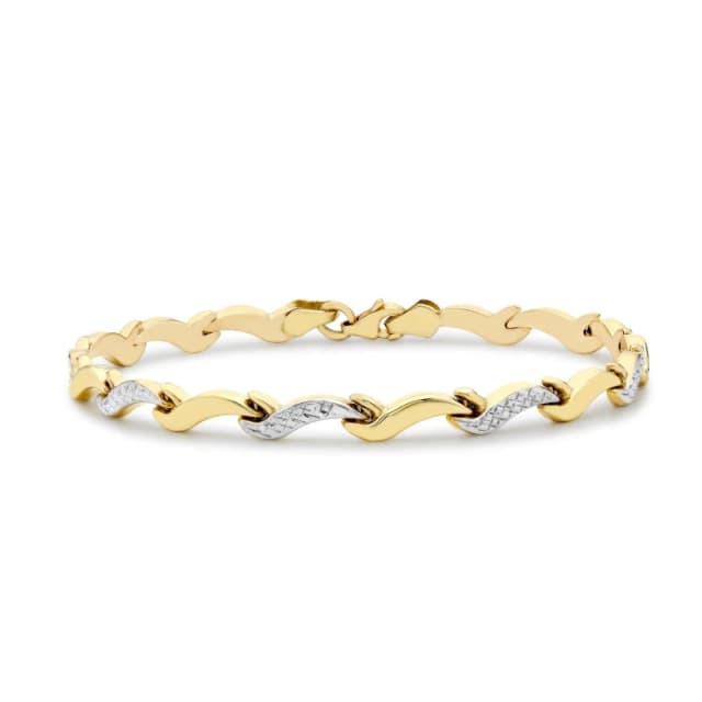 Be You 9ct Gold 2-Colour Wave-Link Bracelet Gold female 7.5inch