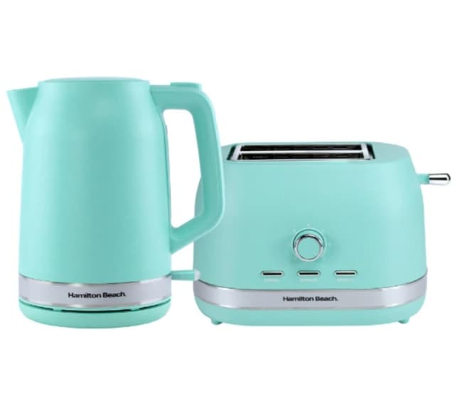 HAMILTON BEACH Ella Breakfast Jug Kettle & 2-Slice Toaster Bundle - Mint, Green 5060916372023