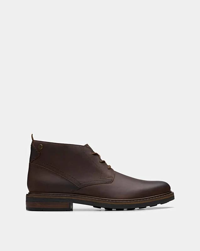 Clarks Clarks Men Newford Mid Beeswax Leather Lace Up,Ankle Boots in Brown Size: 7-Standard Fit Brown 7-Standard Fit Male 5063421470932