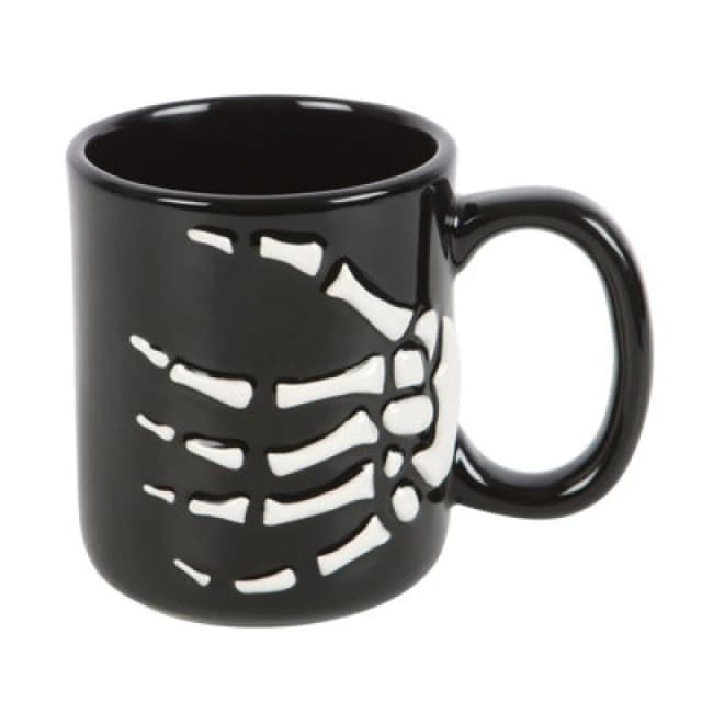 Something Different Something Different Bats And Bones Skeleton Hand Mug in Black One Size Unisex 5063574123679
