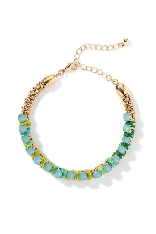 The Fine Collective Womens Gold Tone Green Boho Bracelet Size: 7.5inch Gold Female 7.5inch