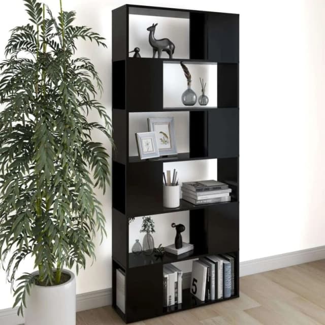VIDAXL Book Cabinet Room Divider Black 80x24x186cm Engineered Wood vidaXL 8720286651094