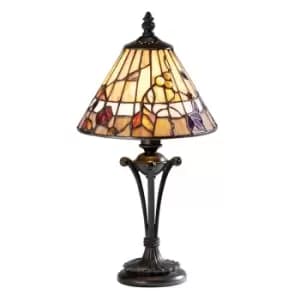 Bernwood 1 Light Small Table Lamp Dark Bronze, Tiffany Glass, E14
