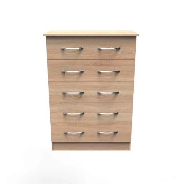 Welcome Furniture Ready Assembled Avon 5 Drawer Chest In Bardolino Oak, Brown AVN012BO