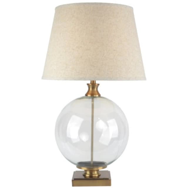 Hill Interiors Lunel Glass Orb Table Lamp With Edged Linen Shade