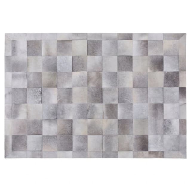 Beliani Rug Alacam Grey 140 X 200 Cm Leather