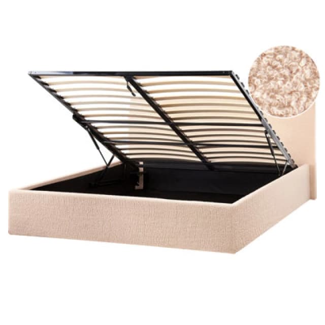 Beliani Ottoman Bed Boucle Orbey 160 X 200 Cm (Eu King Size) Beige