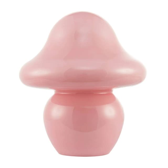 Happy Homewares Soft Blush Pink Mushroom Table Lamp with Curvy Head & Round Base Pink Unisex