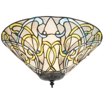 Interiors Dauphine - 2 Light Ceiling Flush Light Tiffany Style Glass, E27
