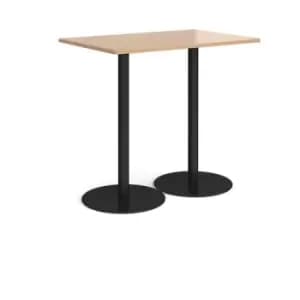 Monza rectangular poseur table with flat round Black bases 1200mm x 800mm - beech