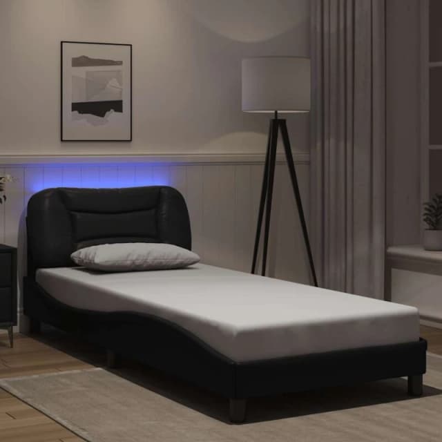 VIDAXL Bed Frame with LED without Mattress "Hvar" Black 80x200cm vidaXL 8721012356078