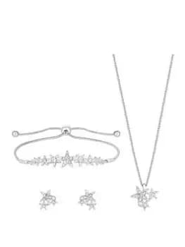 Jon Richard Silver Plated Star Trio Set - Gift Boxed, Silver, Women